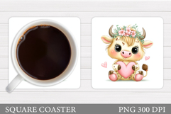 Valentines Cow Coaster Design. Valentines Square Coaster Product Image 1