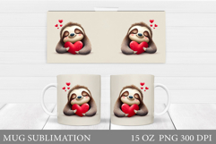 Valentines Sloth Mug Design. Valentines Mug Sublimation Product Image 1