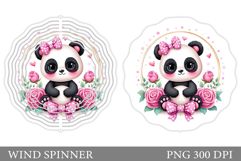Cute Panda Wind Spinner. Panda Flowers Wind Spinner Design Product Image 1