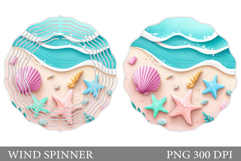 Sea Wind Spinner Sublimation. Seashell Wind Spinner Design Product Image 1