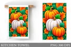 Fall Pumpkin Kitchen Towel. Fall Kitchen Towel Sublimation Product Image 1