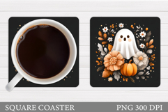 Cute Ghost Coaster Design. Cute Halloween Sublimation Product Image 1