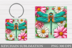 Dragonfly Keychain Design. Summer Keychain Sublimation Product Image 1