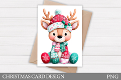Christmas Deer Card Printable. Christmas Card Design Product Image 1