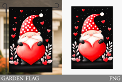 Valentines Gnome Garden Flag. Valentines Garden Flag Design Product Image 1
