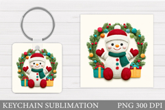 Christmas Snowman Keychain. Christmas Keychain Sublimation Product Image 1