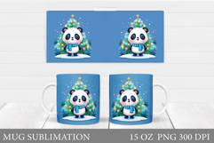 Christmas Panda Mug Design. Christmas Mug Sublimation Product Image 1