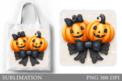 Halloween Pumpkin Sublimation. Cute Pumpkin Tote Bag Design Product Image 1