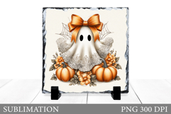 Cute Ghost Slate Design. Halloween Sublimation Product Image 1