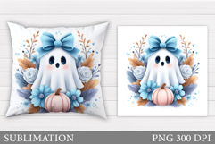 Halloween Ghost Pillow Design. Cute Ghost Sublimation Product Image 1