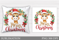 Cute Giraffe Pillow Design. Christmas Pillow Sublimation Product Image 1