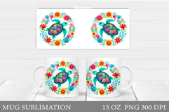 Sea Turtle Mug Sublimation. Sea Turtle Mug Wrap Design Product Image 1