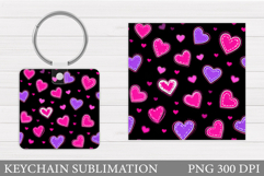Hearts Keychain Design. Valentine Keychain Sublimation Product Image 1