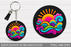 Sun Keychain Sublimation. Sea Keychain Design Product Image 1