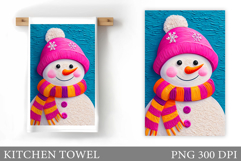 Cute Snowman Kitchen Towel. Christmas Kitchen Towel Design Product Image 1