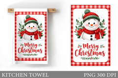 Snowman Kitchen Towel Design. Christmas Kitchen Towel Product Image 1