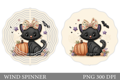 Black Cat Wind Spinner Design. Halloween Wind Spinner Product Image 1