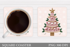 Christmas Tree Coaster Design. Christmas Coaster Sublimation Product Image 1