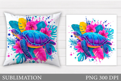 Sea Turtle Pillow Design. Sea Turtle Sublimation Product Image 1