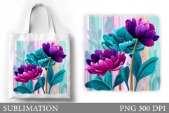 Flowers Tote Bag Design. Floral Tote Bag Sublimation Product Image 1