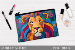 Lion Cosmetics Bag Design. Lion Makeup Bag Sublimation Product Image 1