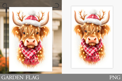Christmas Cow Garden Flag. Christmas Garden Flag Sublimation Product Image 1