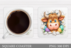 Easter Cow Coaster Design. Easter Cow Sublimation Product Image 1