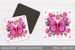 Butterfly Flowers Sublimation. Butterfly Magnet Sublimation Product Image 1