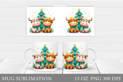 Christmas Cow Mug Design. Christmas Mug Sublimation Product Image 1