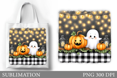 Cute Ghost Tote Bag Design. Cute Halloween Sublimation Product Image 1