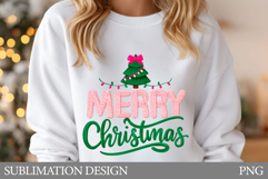 Crochet Merry Christmas T-Shirt. Christmas Sublimation Product Image 1