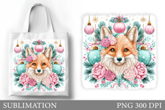 Christmas Fox Tote Bag. Christmas Tote Bag Sublimation Product Image 1