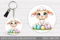 Easter Lamb Keychain Sublimation. Easter Keychain Design Product Image 1