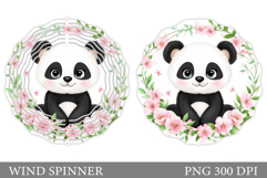Cute Panda Wind Spinner. Panda Flowers Wind Spinner Design Product Image 1