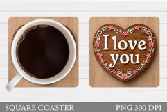 Heart Coaster Design. Valentine Coaster Sublimation Product Image 1