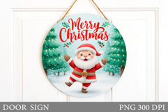 Cute Santa Claus Door Sign. Christmas Door Sign Sublimation Product Image 1