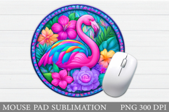 Flamingo Mouse Pad Design. Flowers Mouse Pad Sublimation Product Image 1