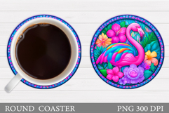 Flamingo Coaster Design. Summer Coaster Sublimation Product Image 1