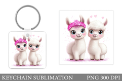 Cute Lama Keychain Design. Cute Lama Sublimation Product Image 1