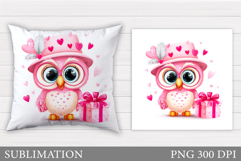 Valentines Owl Pillow Design. Valentine Pillow Sublimation Product Image 1