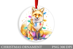 Cute Fox Christmas Ornament. Christmas Ornament Sublimation Product Image 1