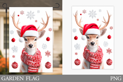 Reindeer Garden Flag. Christmas Garden Flag Sublimation Product Image 1