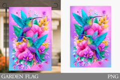 Hummingbird Garden Flag. Bird Garden Flag Sublimation Product Image 1
