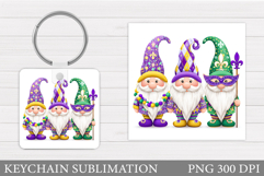 Mardi Gras Gnome Keychain. Mardi Gras Keychain Sublimation Product Image 1