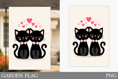Valentines Cat Garden Flag. Valentines Garden Flag Design Product Image 1