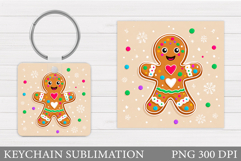 Cute Gingerbread Keychain. Christmas Keychain Sublimation Product Image 1
