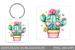 Cute Cactus Keychain Design. Cactus Sublimation Product Image 1