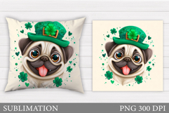 St Patrick Dog Pillow Design. St Patrick Pillow Sublimation Product Image 1