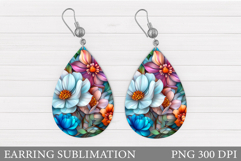 Flowers Earring Design. Floral Earring Sublimation Product Image 1
