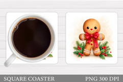 Gingerbread Coaster Design. Christmas Coaster Sublimation Product Image 1